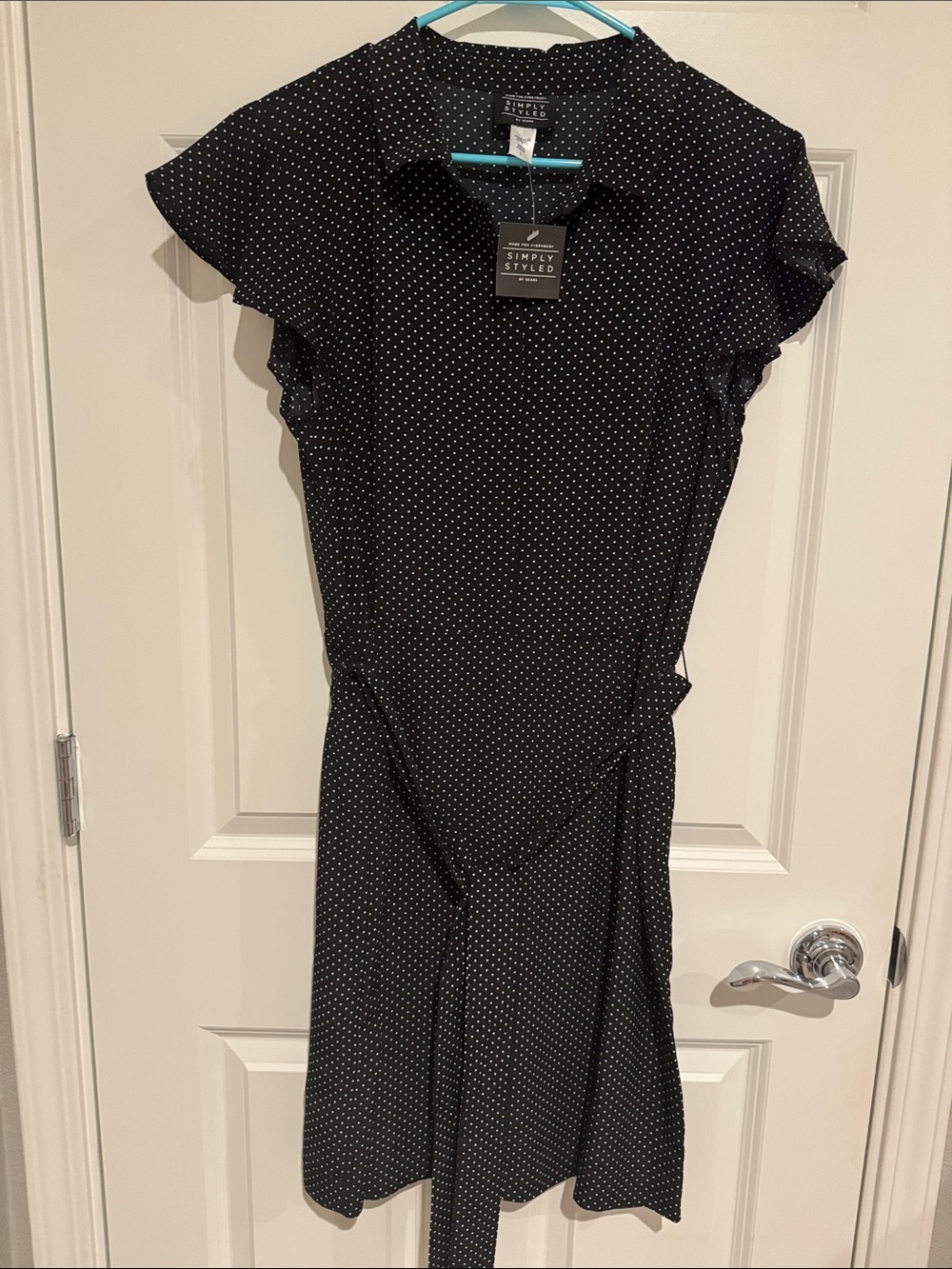 Simply Styled Black & White Polka Dot Midi Tie-Waist Dress